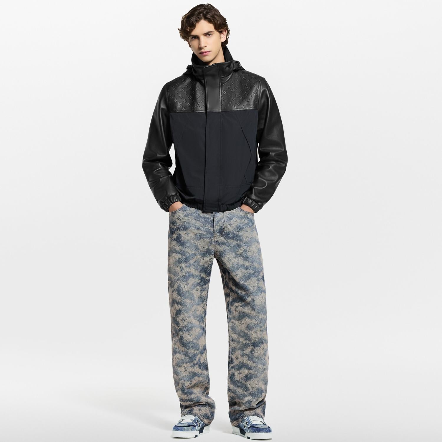 Men's LV 2026 New Collection Patchwork Leather Jacket Coat #82553A