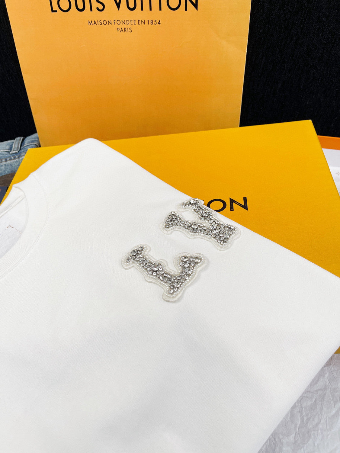 Men's And Women's Summer Embroidered Rhinestone Logo Round Neck Cotton Short Sleeve T-shirt #98561