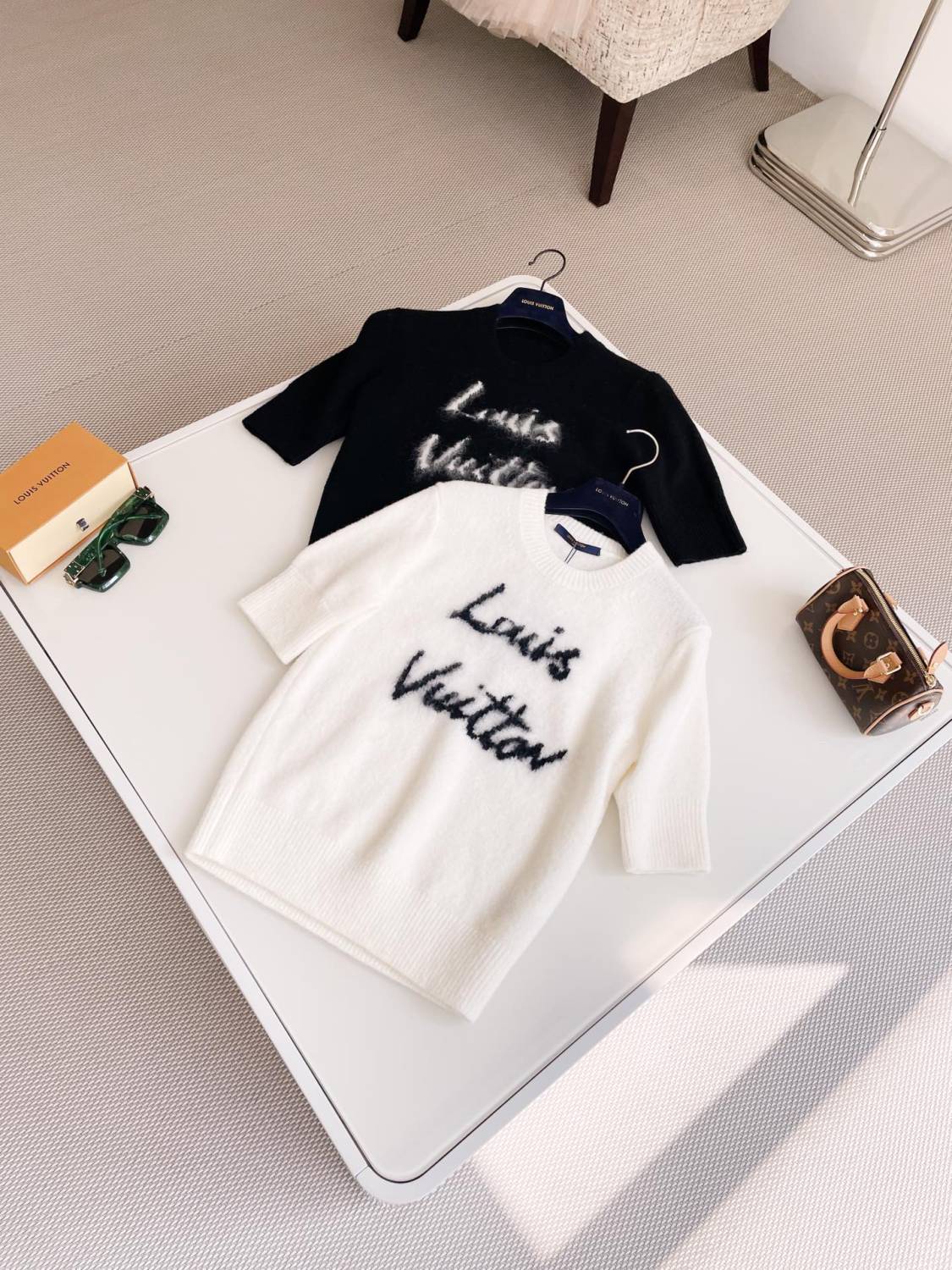 Women's Summer Round Neck Monogrammed Cashmere Short Sleeve T-shirt #73934