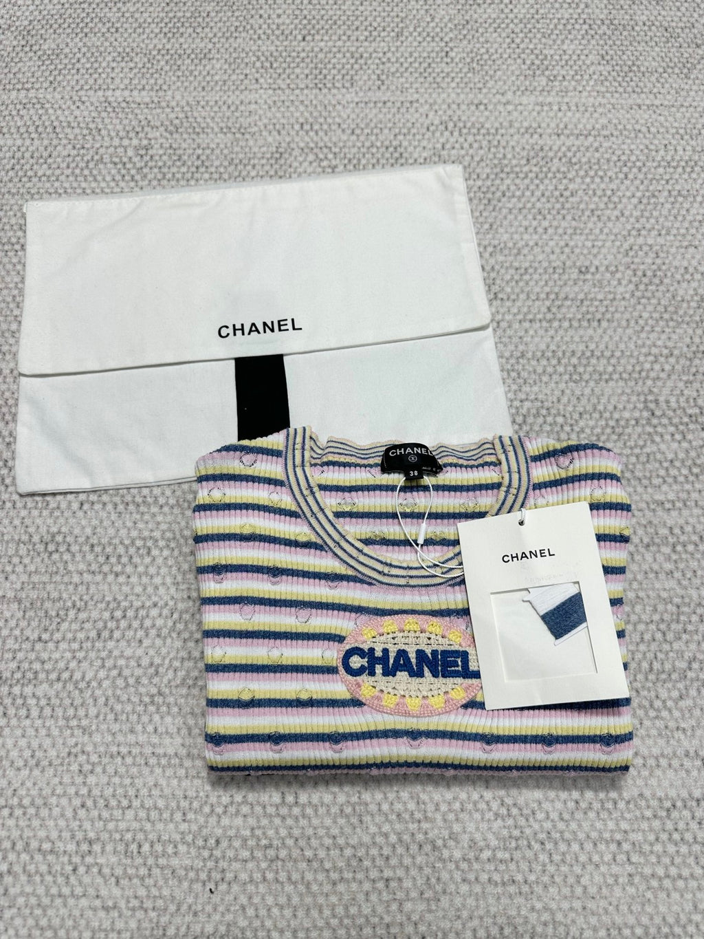 Women's Spring/Summer Letter Printed Striped Round Neck Short Sleeve Knit Sweater T-Shirt #75782