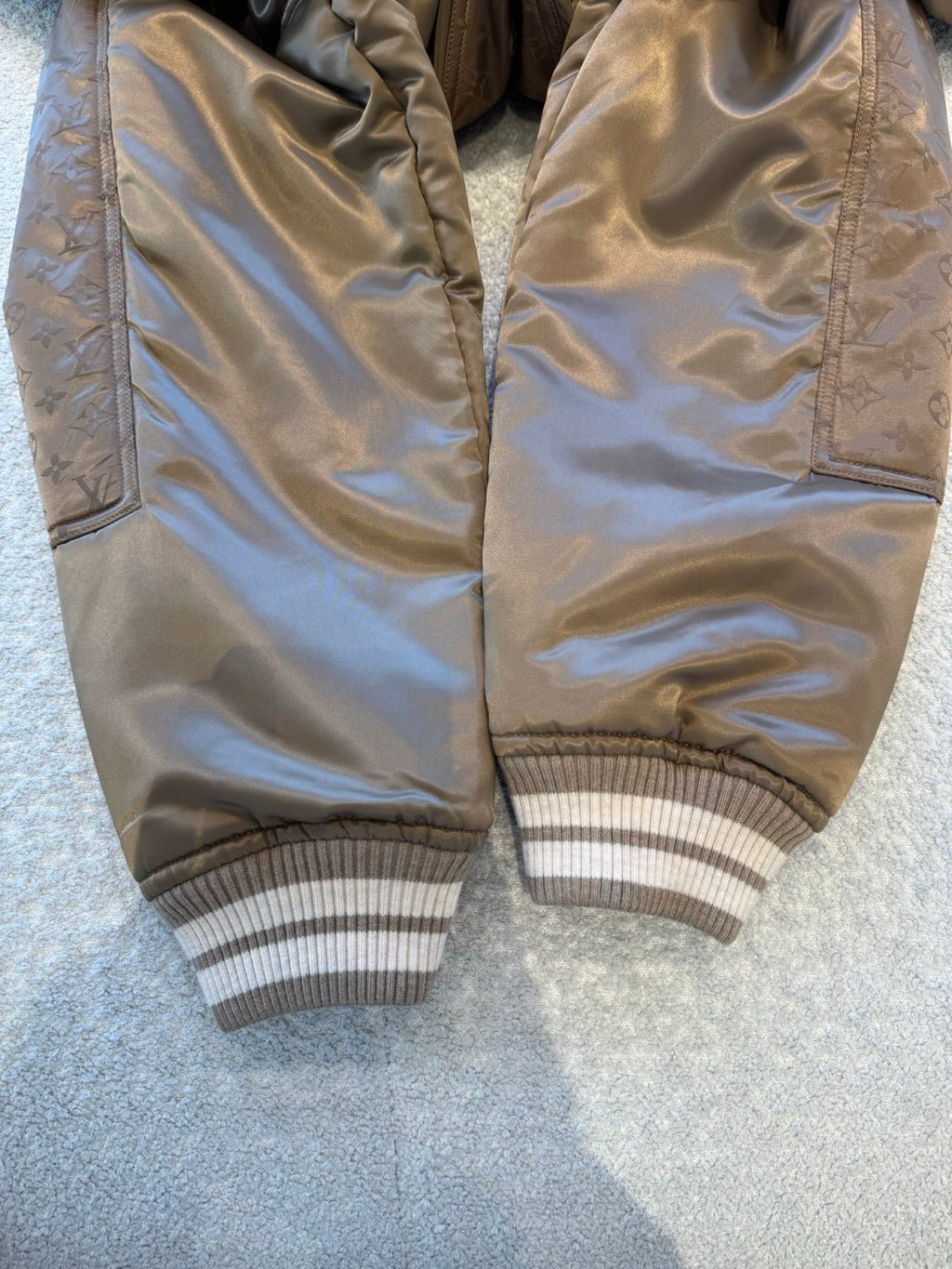 Satin Material Lapel Classic Monogram Aged Pattern Pilot Jacket #194241