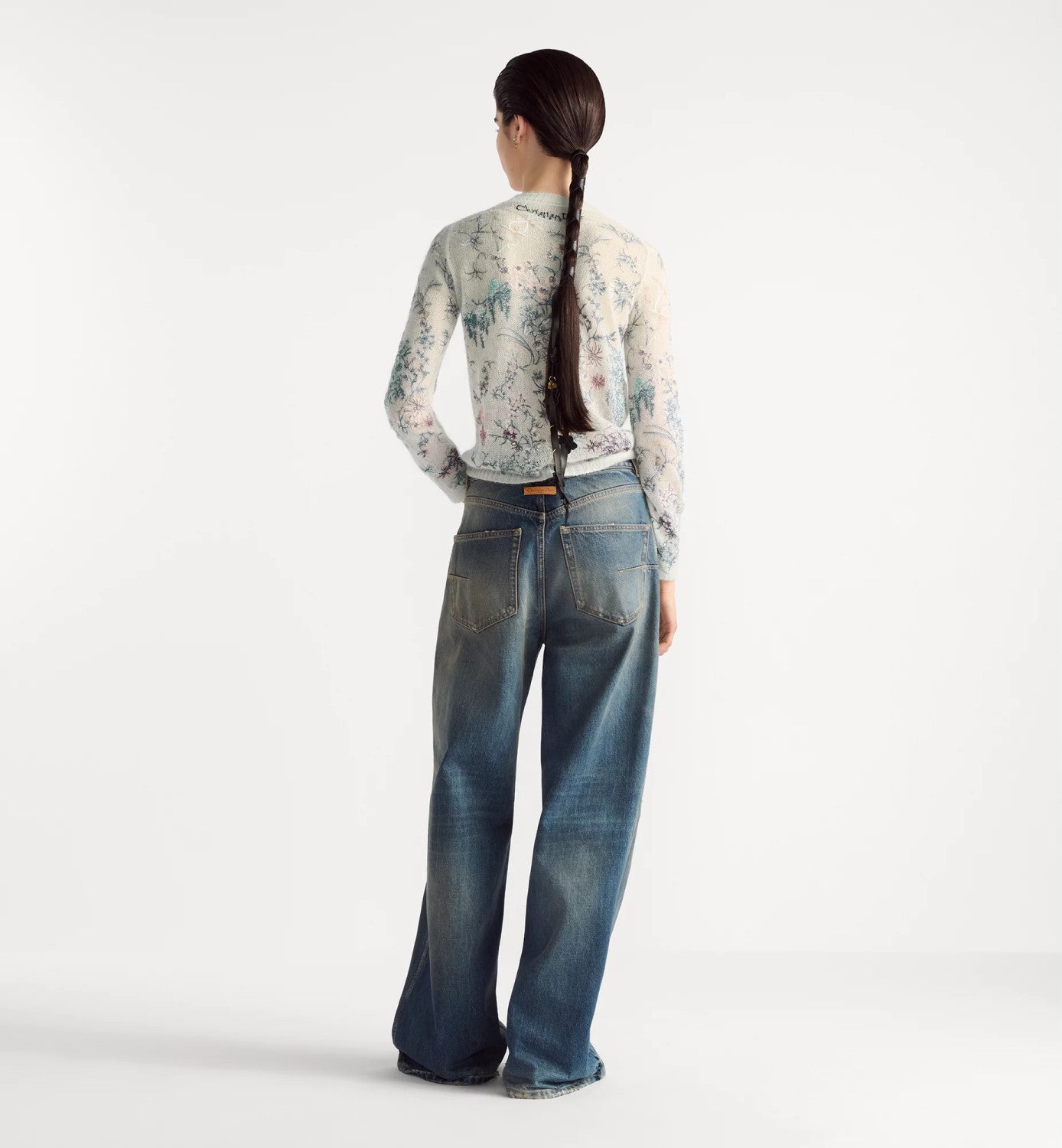 Women's Spring. Autumn And Winter Floral Embroidery Solid Color Mohair Long Sleeve Round Neck Pullover Knitted Sweater Ngvp #1539