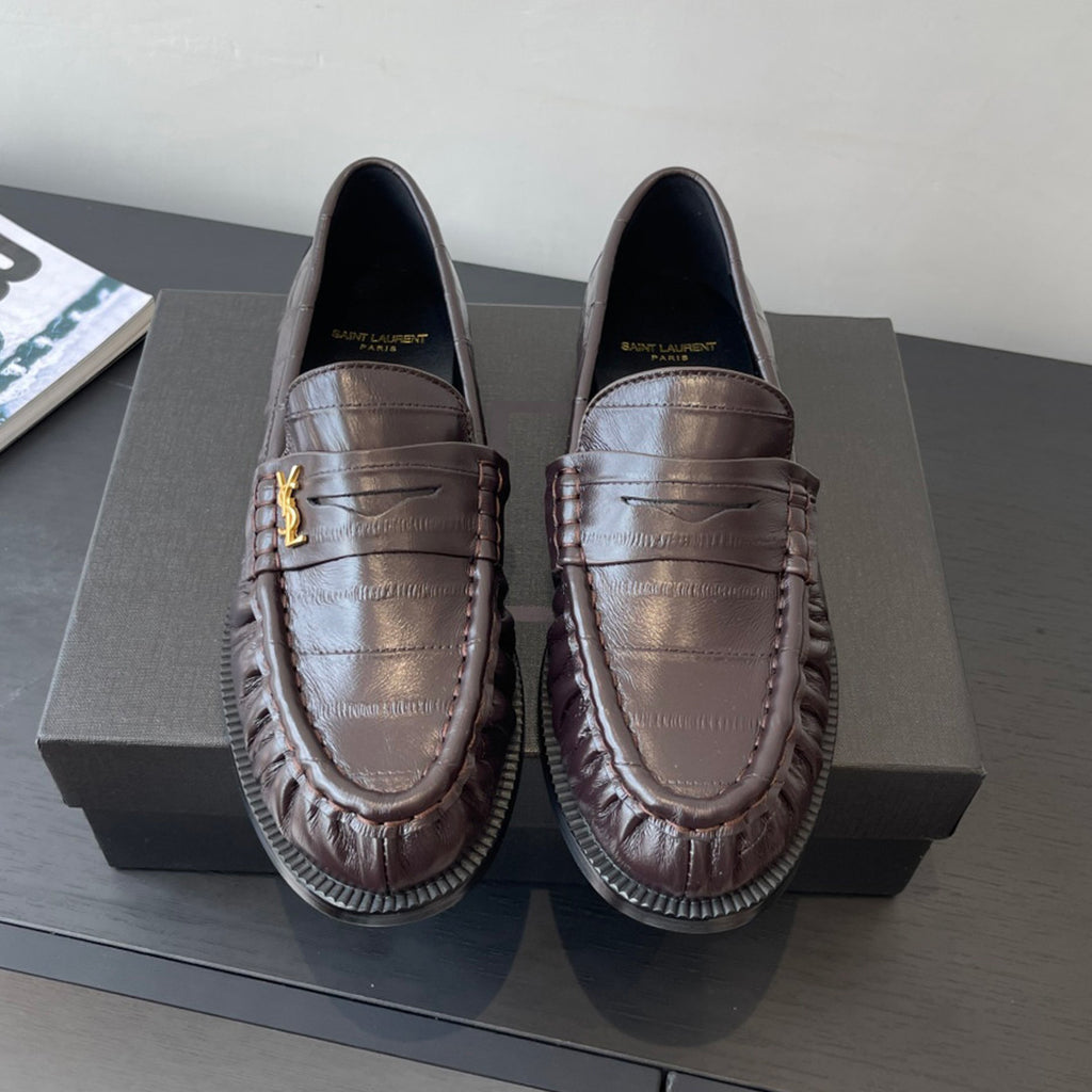 YS Women's Four Seasons Solid Color Round Toe Low Top Flat Heel Loafers Leather Casual Shoes #81342