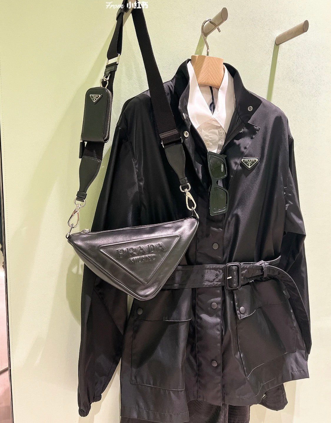 Women's Fall And Winter Black Logo Collar Nylon Zipper Single Breasted Long Sleeved Jacket #72874