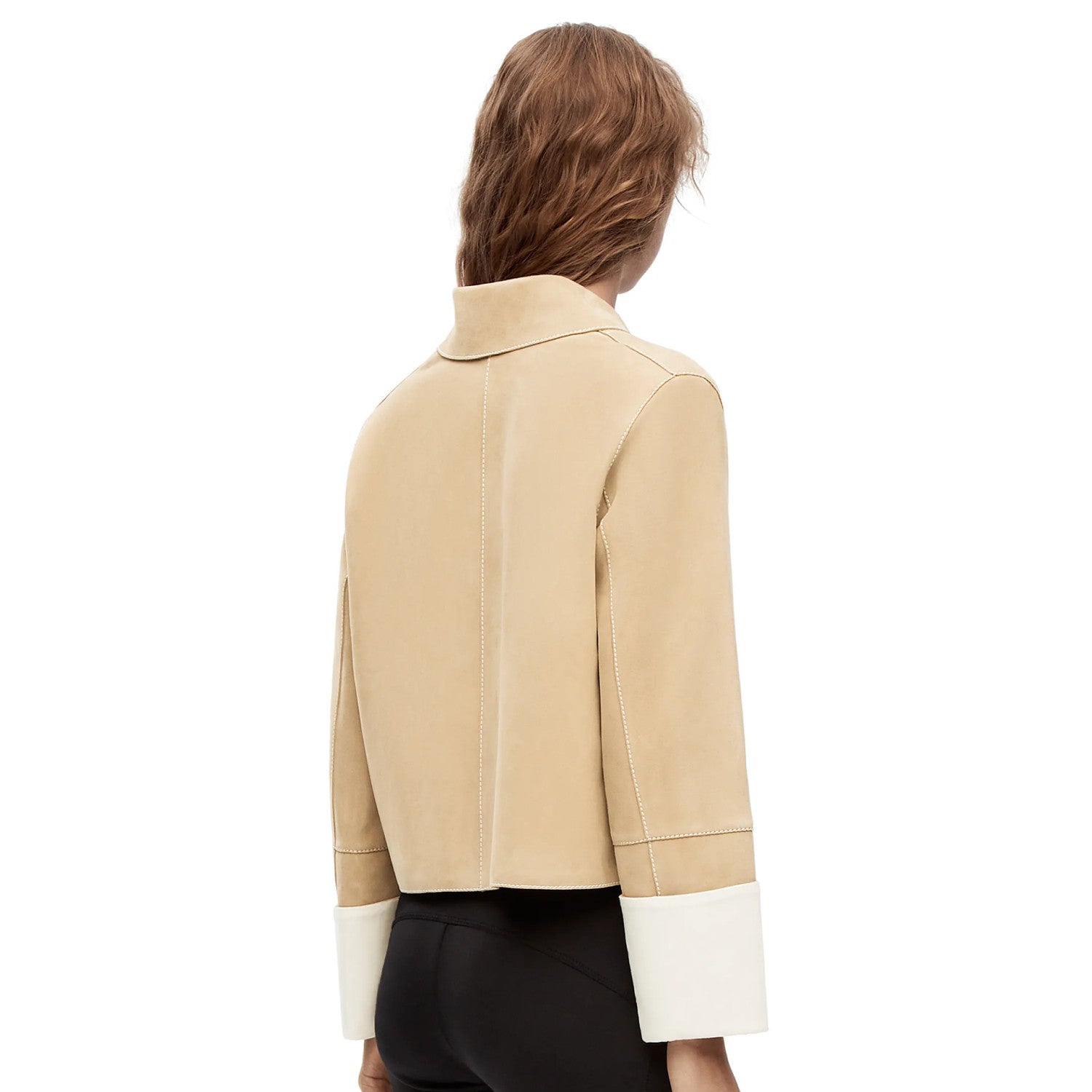 Women's Spring And Autumn Fashion Suede Sheepskin Single Breasted Short Long Sleeved Solid Color Coat #7983