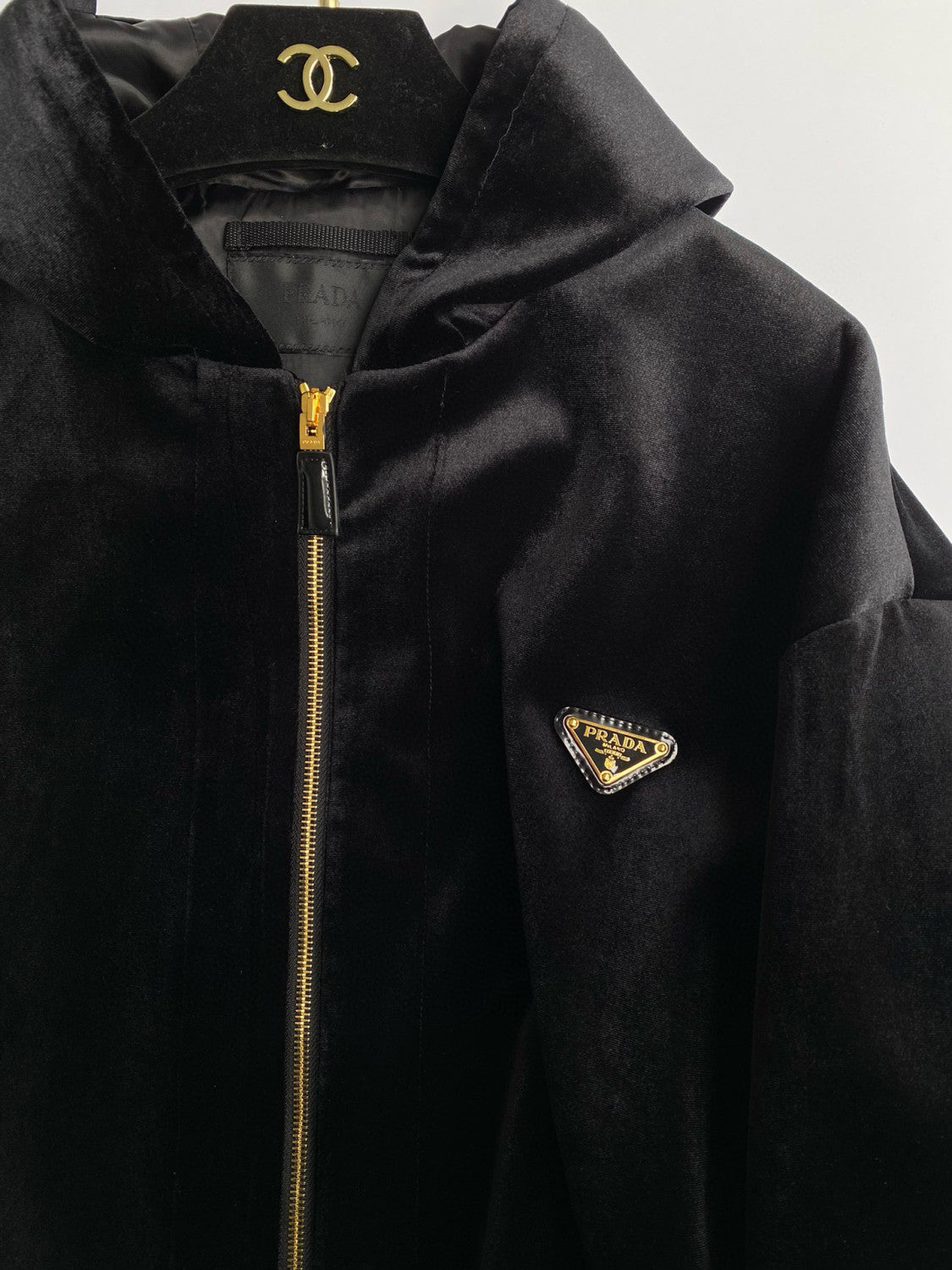 Men's Autumn and Winter Black Fleece Facing Zip Hooded Jacket Pants Set Suit #97841