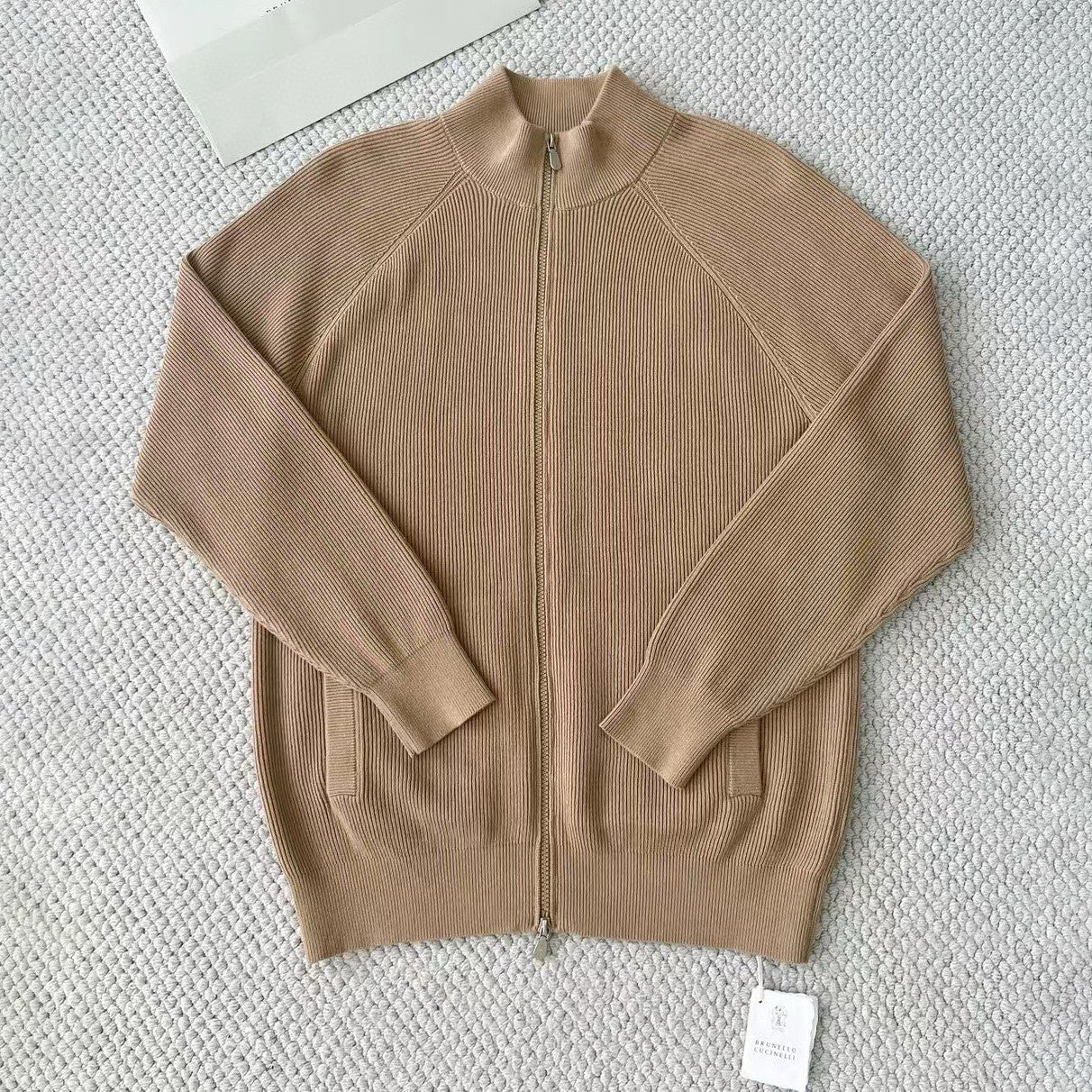 BC Men's Fall/Winter Fashion Casual Solid Color High Neck Double Zip Knit Cardigan #79221