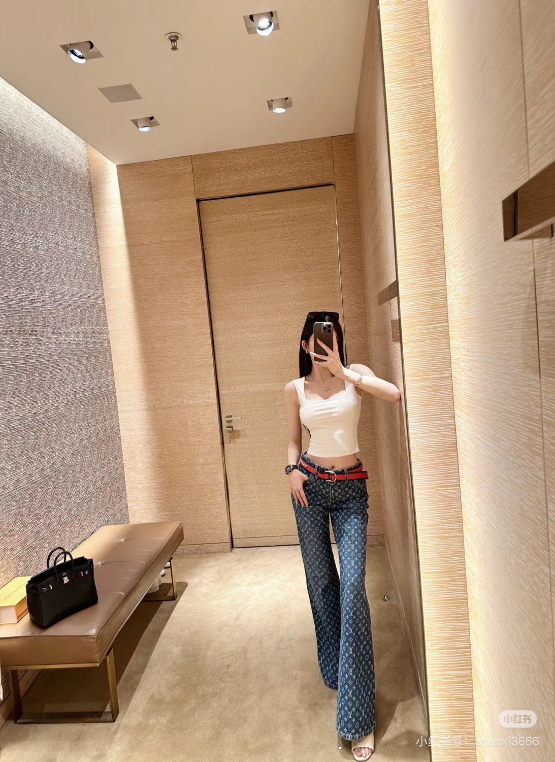 Women's LV x AC MONOGRAM Straight Leg Jeans Four Seasons Solid Color Cotton Fitted Pants #71468