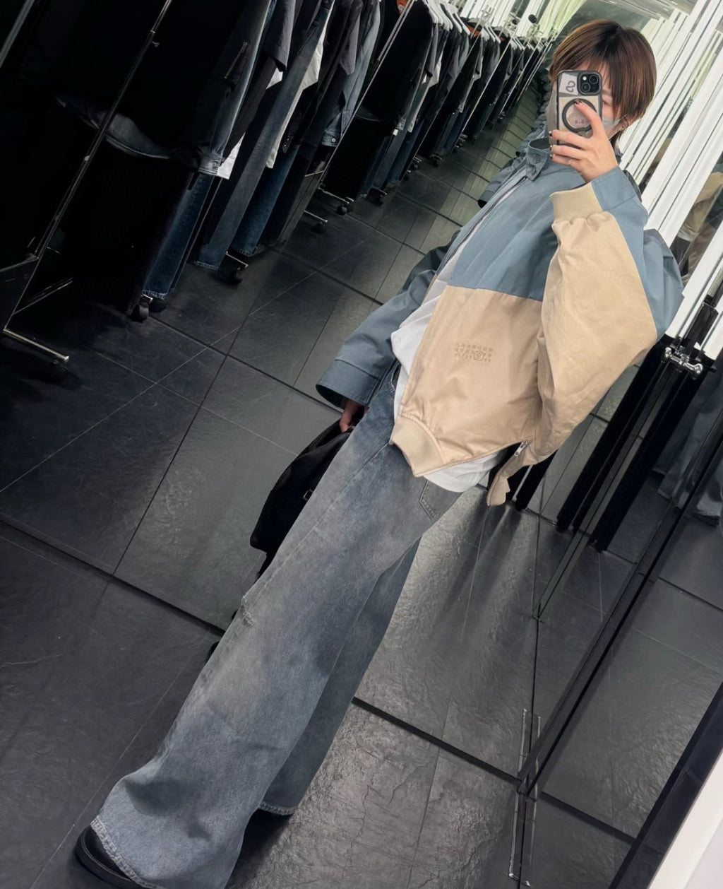 MM6 Margiela 2026 collection color-blocked patchwork stand-collar batwing sleeve Jacket #194158