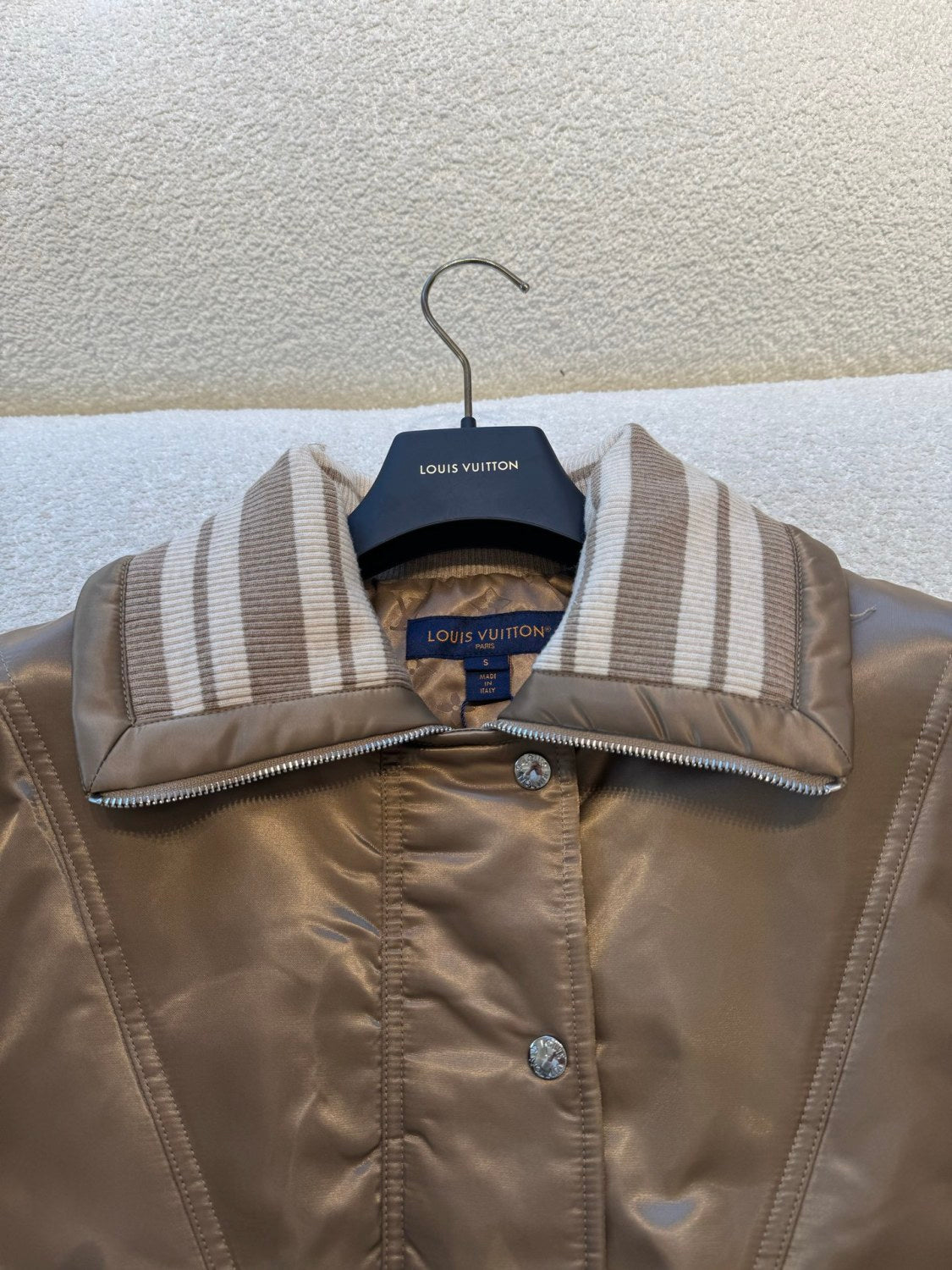 Satin Material Lapel Classic Monogram Aged Pattern Pilot Jacket #194241