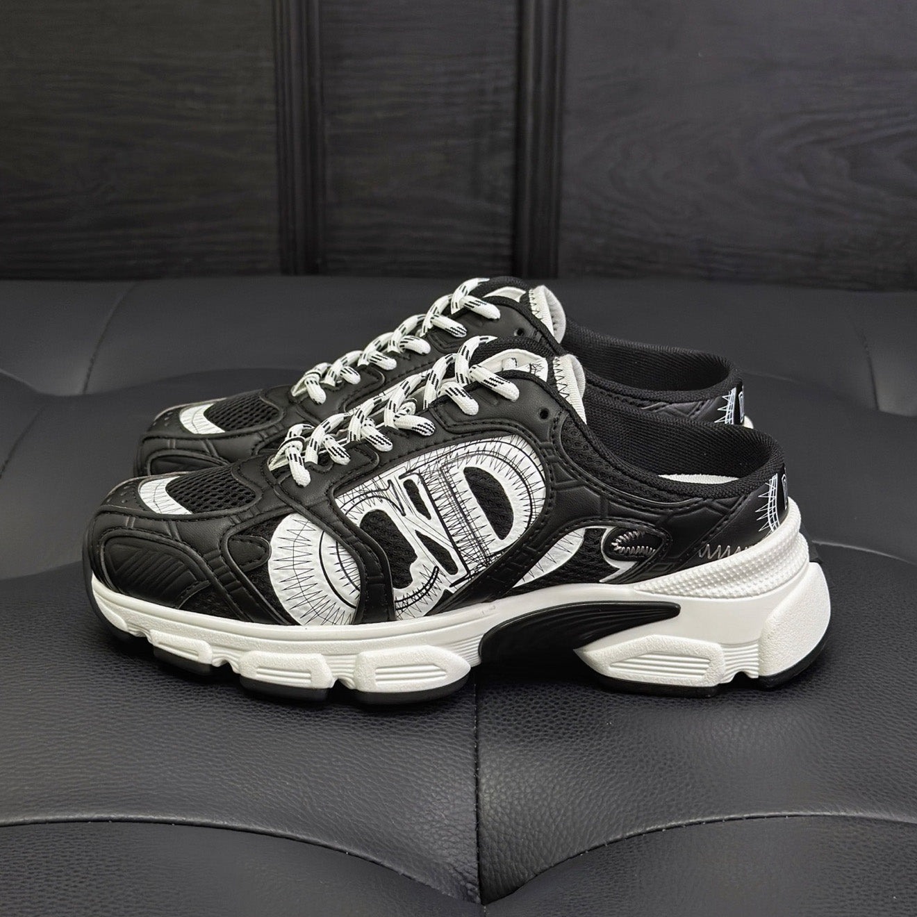 CD Chrono Men's And Women's Spring And Autumn Color Block Round Toe Lace-up Slip-on Shoes. Made Of Mesh Fabric With Low-top Design Shoes #78134