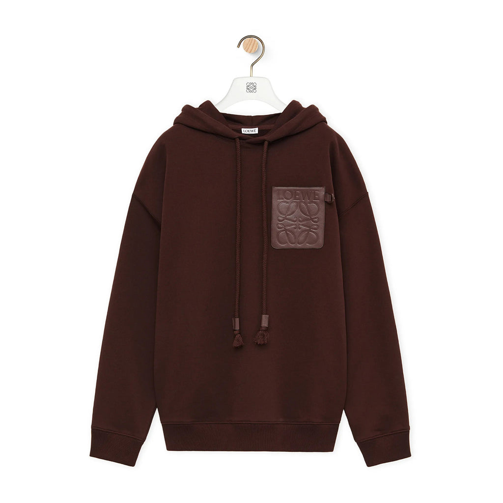 Men's Spring & Autumn Solid Color Logo Leather Label Drawstring Hooded Sweatshirt Pullover #98912