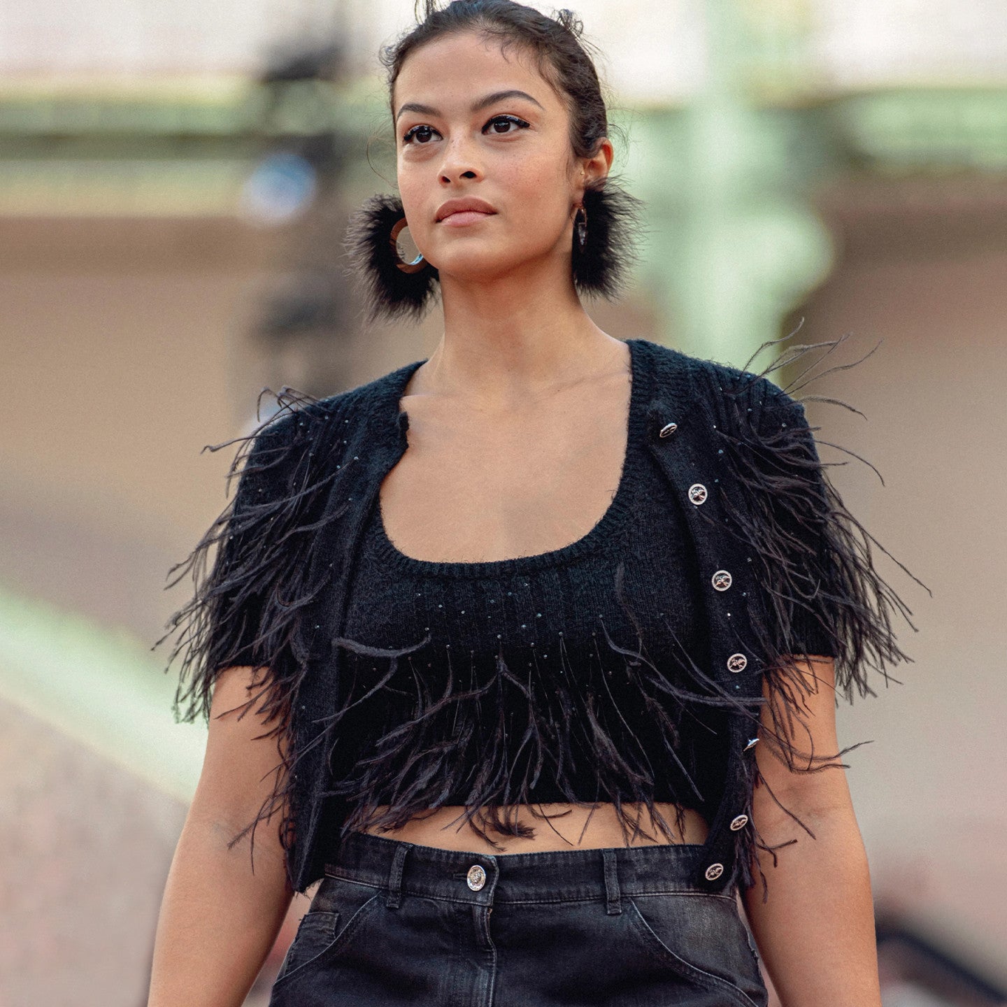 Women's High Street Spring And Summer Solid Color Feather Hot Drill U Neck Cotton Silk Sleeveless Pullover Undershirts Vest Ngvp #1547