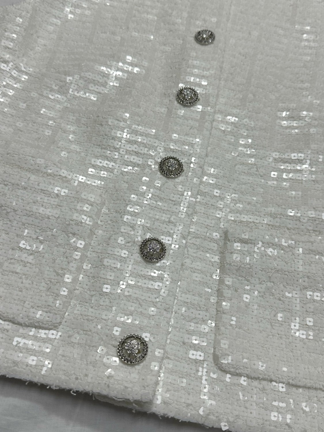 Women's Spring And Autumn Beaded Solid Color Single-Breasted Fitted Sleeveless Sequin Vest Jacket Ngvp #1668