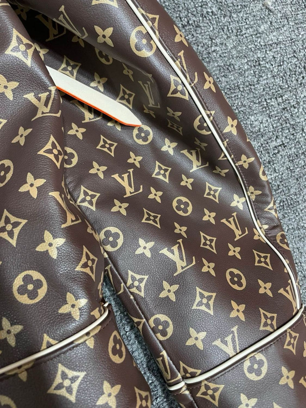 2025 FallWinter Men's Classic Monogram Tactical Leather Jacket with Three Detachable Straps #83127A