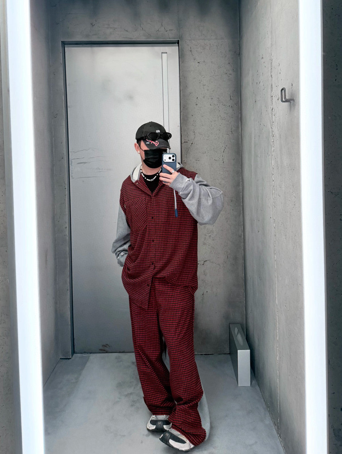 Unisex Blcg 2026SS Plaid patchwork Distressed finish Loose fit Trousers Pants #82535A