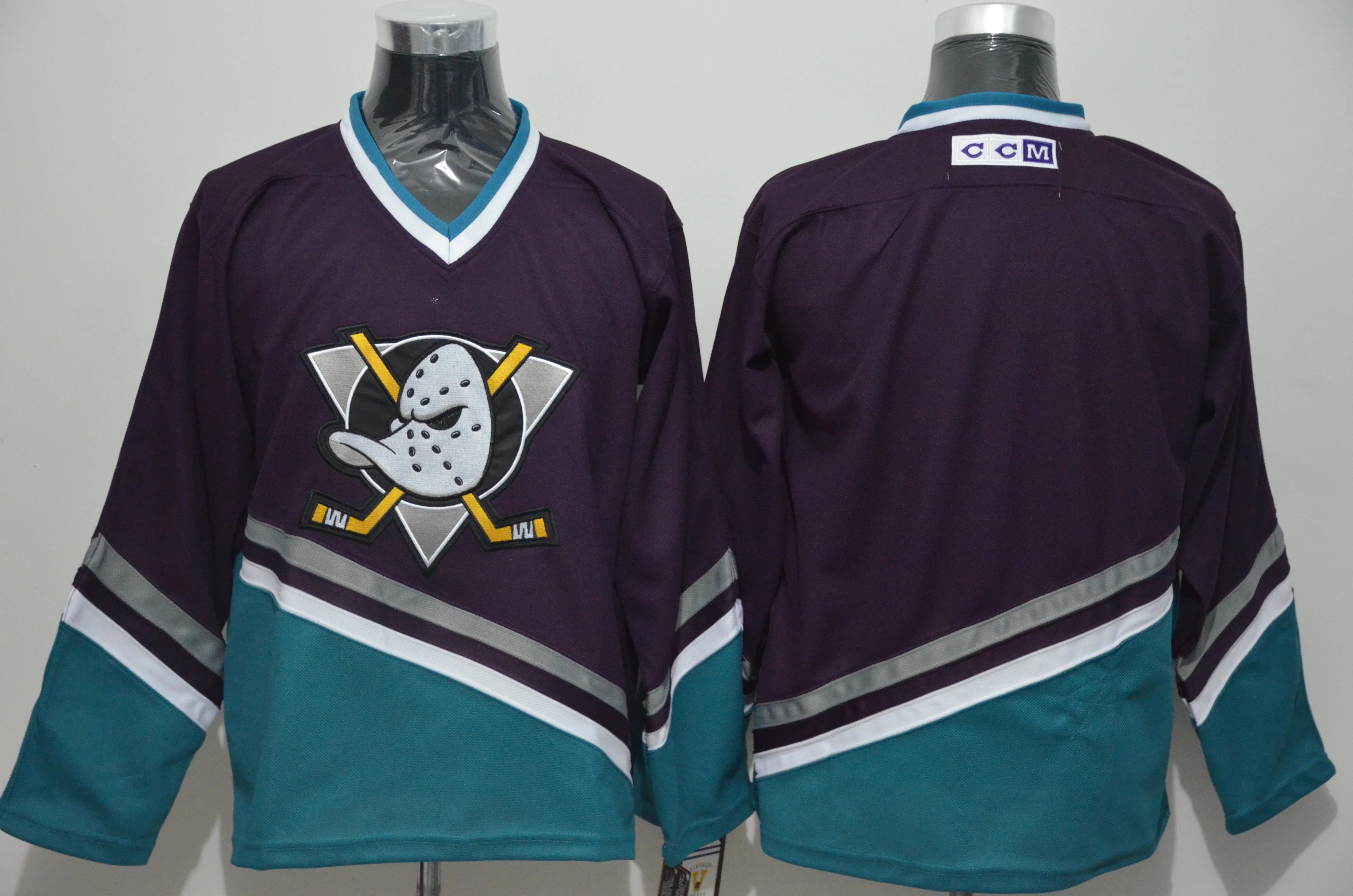 Customizable Anaheim Ducks Purple and Teal Mighty Ducks Retro Jersey