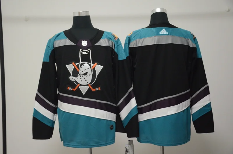 Customizable Anaheim Ducks Vintage Retro NHL Jersey - Teal and Black