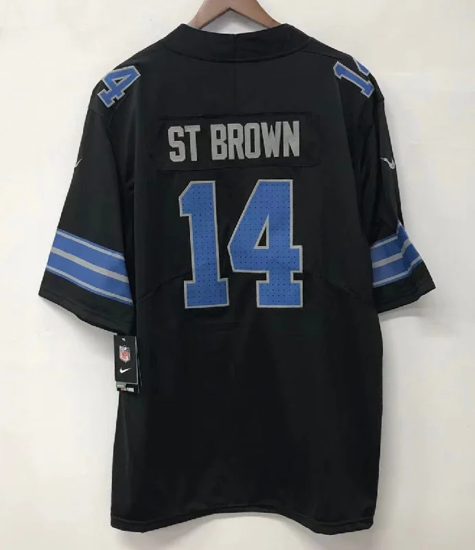 Amon-Ra St. Brown Detroit Lions Official NFL Nike Jersey black