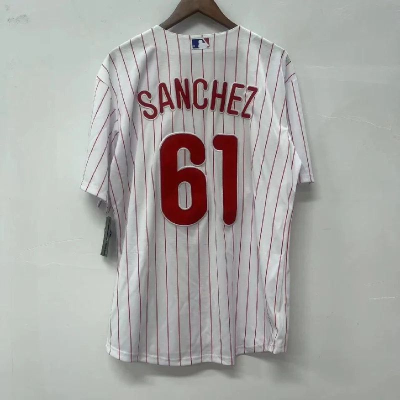 Christopher Sanchez Philadelphia Phillies Jersey white pinstripes Nike