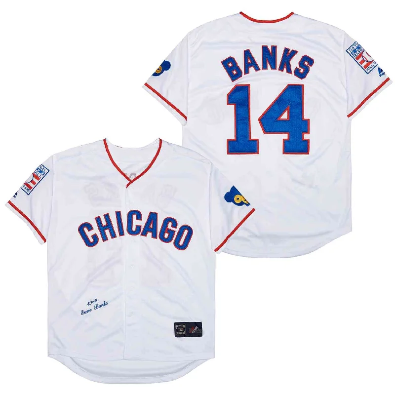 Ernie Banks Chicago Cubs Jersey Cooperstown Collection Majestic 1968 White