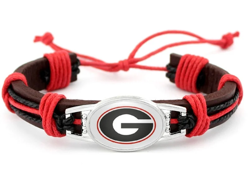 Georgia Bulldogs leather bracelet