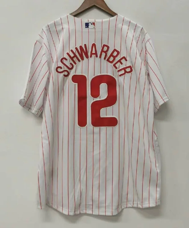 Kyle Schwarber Philadelphia Phillies Jersey white pinstripes Nike