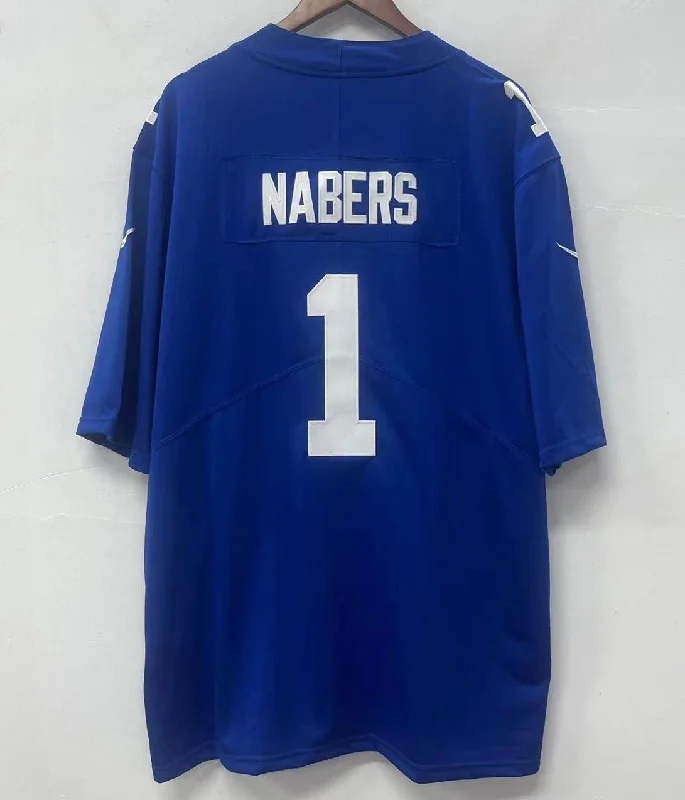 Malik Nabers New York Giants official NFL Nike Jersey blue With 100 years patch