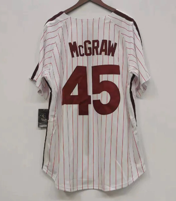 Tug McGraw Philadelphia Phillies Jersey Mitchell & Ness pinstripes zipper