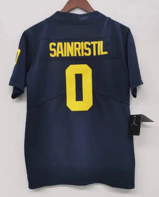 Mike Sainristil Michigan Wolverines Jersey Blue