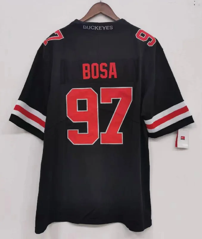 Nick Bosa Ohio State Buckeyes Jersey Black with red numbers